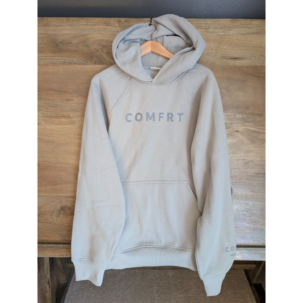 Comfrt Hoodie Men M Light Gray Fleece Lined Heavyweight Long Sleeve Pullover NWT